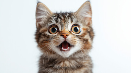 Fototapeta premium surprised cat with a funny and excited expression.
