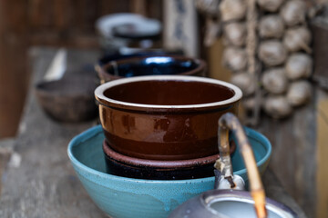 old ceramic bowls and dish