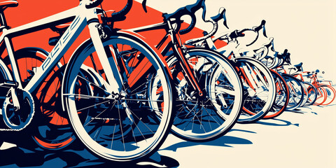 Fototapeta premium a minimalistic illustration depicting many bicycles