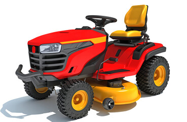 Farm Tractor 3D rendering on white background
