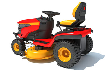 Farm Tractor 3D rendering on white background