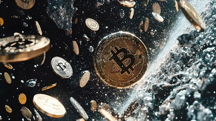 A cosmic burst of energy scattering cryptocurrency tokens into space at a national blockchain event