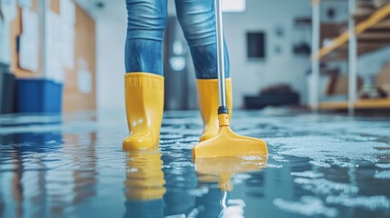 Flood Cleanup. Restoring a Water-Damaged Floor with Determination