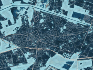 Painterly Style City Map of Lommel, Belgium in a Blue Color Scheme.