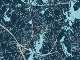 Painterly Style City Map of Bilzen, Belgium in a Blue Color Scheme.