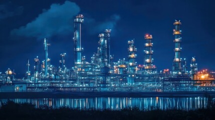 Nighttime Industrial Landscape