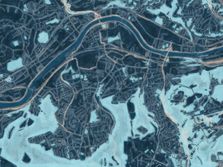 Painterly Style City Map Seraing