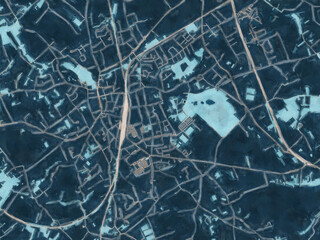 Painterly Style City Map of Zottegem, Belgium in a Blue Color Scheme.