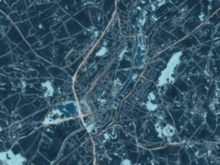 Painterly Style City Map of Oudenaarde, Belgium in a Blue Color Scheme.