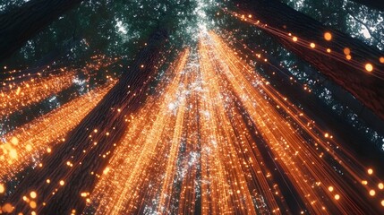 Abstract upward trends emerging from digital currency symbols, symbolizing profitable returns at a fintech expo