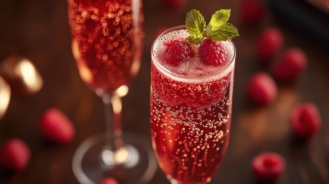 Sparkling Raspberry Cocktail Celebration