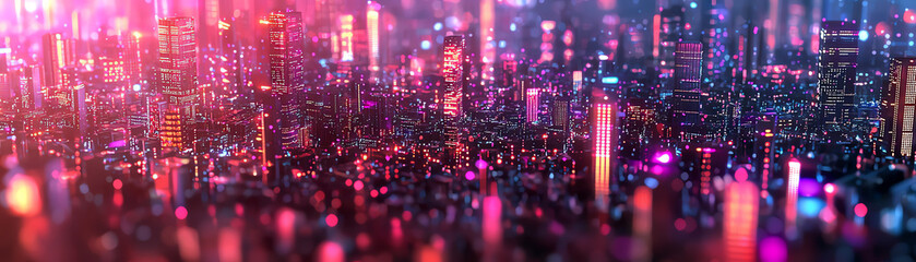 Abstract digital grid with glowing lights and circuits, top view, symbolizing a tech-driven city, futuristic tone, Split-complementary color scheme