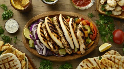 Grilled Chicken Gyros with Fresh Vegetables in Natural Light