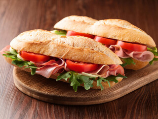 sandwich with ham and vegetables