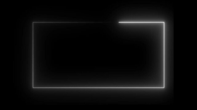 abstract glowing neon rectangle border frame in the shape rectangle glowing and futuristic energy line animation. On the black background.