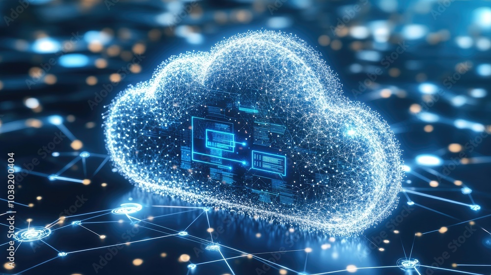 Aufkleber futuristic cloud computing concept with digital data connections