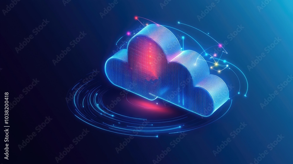Aufkleber futuristic cloud computing concept with digital data connections