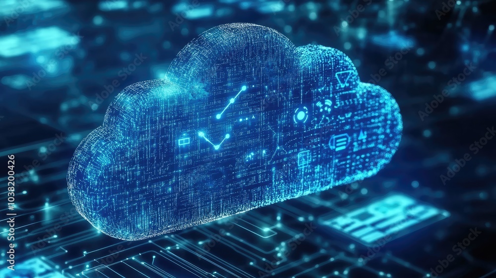 Aufkleber futuristic cloud computing concept with digital data connections