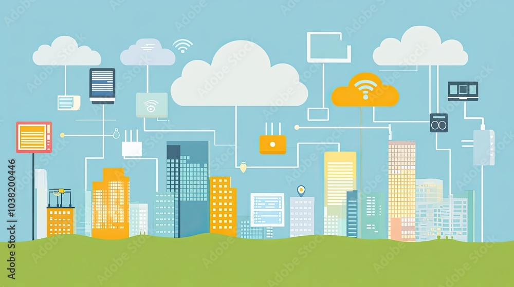 Poster futuristic cloud computing concept with digital data connections