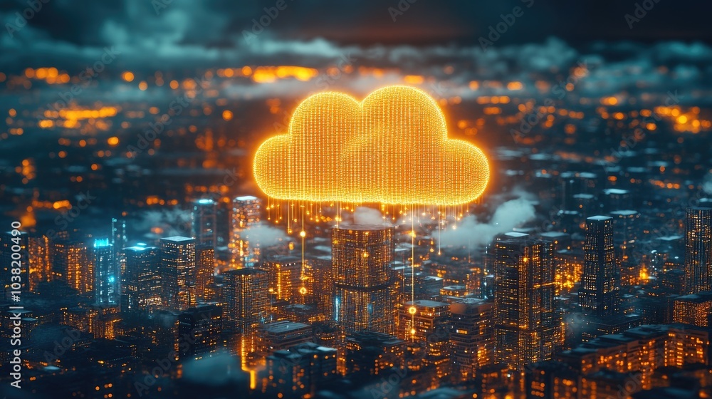 Poster futuristic cloud computing concept with digital data connections