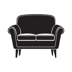 Sofa set Silhouette on isolated vector illustration. icon, vector, logo.