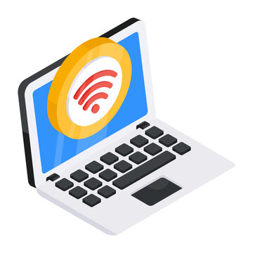 Perfect design icon of connected laptop  

