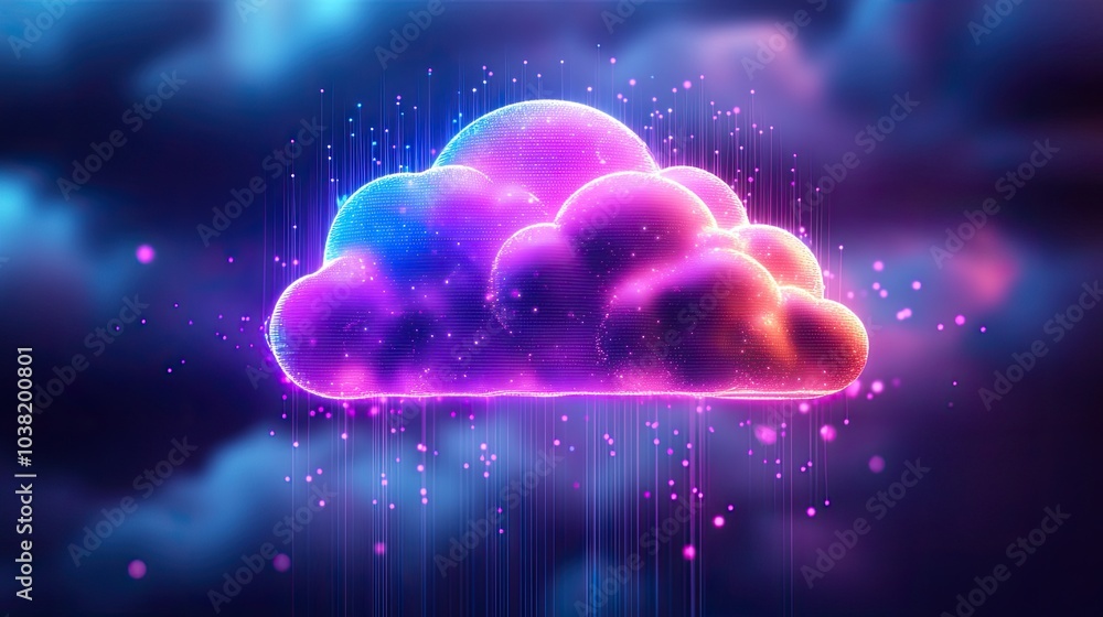 Poster futuristic cloud computing concept with digital data connections