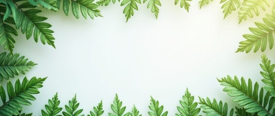 Floral frame template. Green leaves border. Leaf frame banner