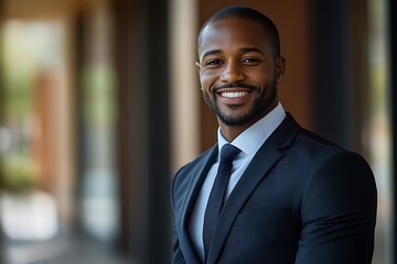 Confident Businessman Smiling, Close Up Portrait,  Focused Expression