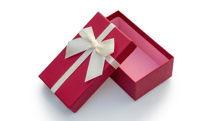 Red gift box on a white background.