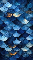 Abstract background forming a seamless pattern of blue fish scales