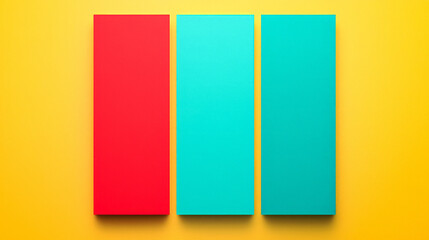 Three vertical rectangles in red, blue, and green on a yellow background.