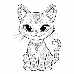 Obraz premium Cute Cat Coloring Book Page