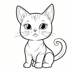 Obraz premium Cute Cat Coloring Book Page
