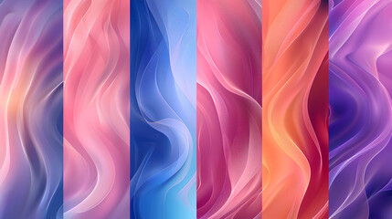 Fototapeta premium Abstract Colorful Swirling Wave Pattern Background Set