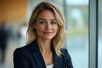 Confident Businesswoman in Blue Blazer - Portrait of Leadership