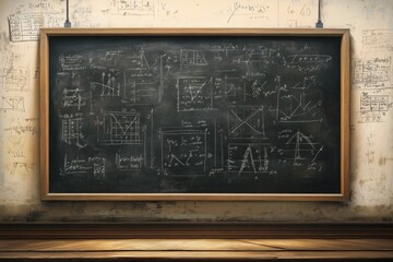 Chalkboard with Complex Mathematical Formulas