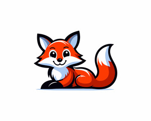 Colorful cartoon fox logo design vector illustration