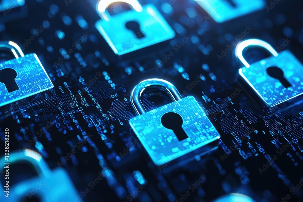 Poster exploring the future of cybersecurity the importance of data protection and digital locks