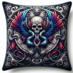 Naklejka premium Gothic Pillow Design Sketch. Mockup