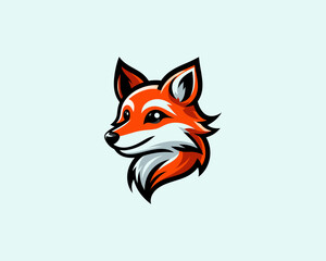 Colorful cartoon fox logo design vector illustration
