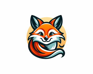 Colorful cartoon fox logo design vector illustration