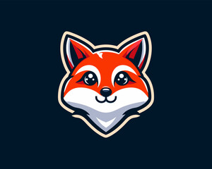 Colorful cartoon fox logo design vector illustration