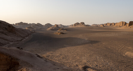 The Lut Desert or Dasht-e Lut. Located in Kerman and Sistan-Baluchestan provinces of Iran, the desert is included in the UNESCO World Heritage List and is the hottest place in the world