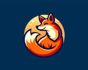 Colorful cartoon fox logo design vector illustration