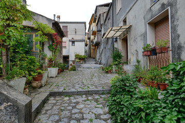 A  street among the old houses of a Rotonda, small town in Basilicata, Italy.