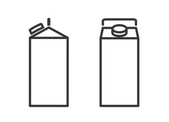 Tall milk, juice, yogurt paper packaging in front and side view line icon. Outline pictogram of dairy product carton container with editable stroke. For web page, app design, logo. Vector illustration