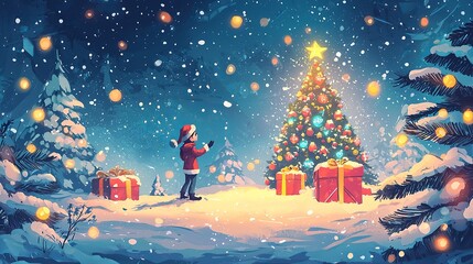 Generate an illustration of a Christmas Cartoon that represents Efficiency, Streamlining,
