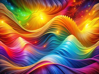 Obraz premium Dynamic Energy Waves in Vibrant Rainbow Colors with Abstract Shapes for Captivating Visuals