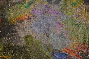 Dirty color paint on a metal surface. Banner of the grunge color paint.